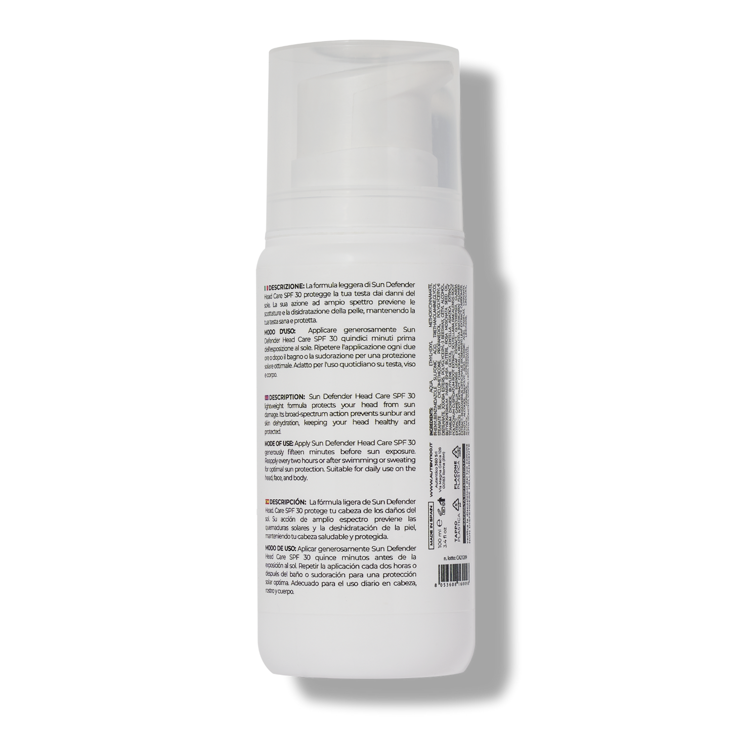 Sun Defender Head Care SPF 30 UVA+UVB. Crema solare per la testa SPF30 UVA+UVB